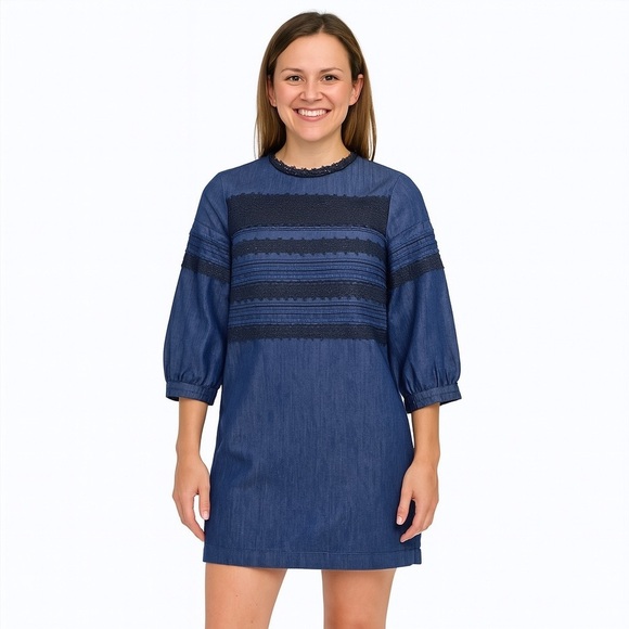 banana republic blue dark wash denim chambray dress - Picture 1 of 6